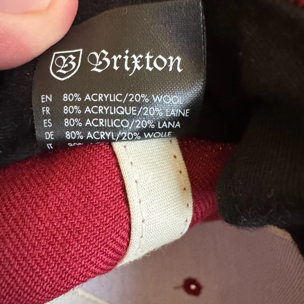 Brixton Men's Deep Red Hat with Logo Patch Snap Back